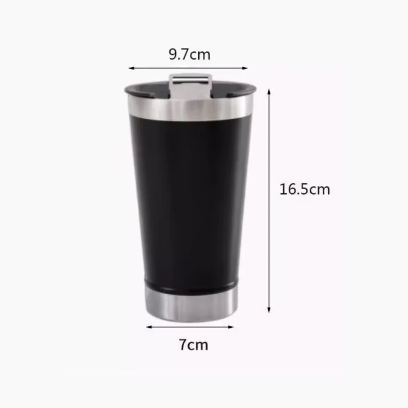 Copo Térmico Aço Inox 473ml com Abridor e Tampa Ideal para Bebidas Quentes e Frias Design Resistente e Prático para Uso Diário