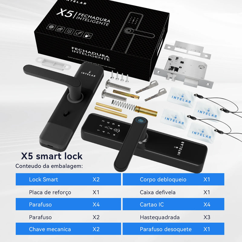 Intelar X5 Do Brasil Tuya Wifi Digital electronic lock smart Fingerprint Lock for Home house Lock with fingerprint Passcode