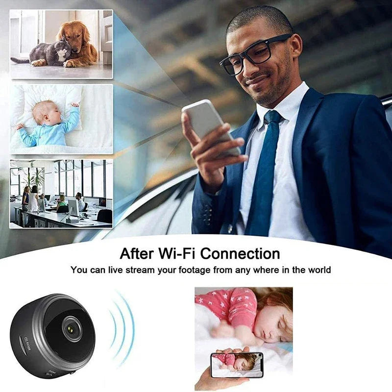 Mini câmera sem fio WiFi, gravador de vídeo, gravador de voz, monitoramento de segurança, casa inteligente,