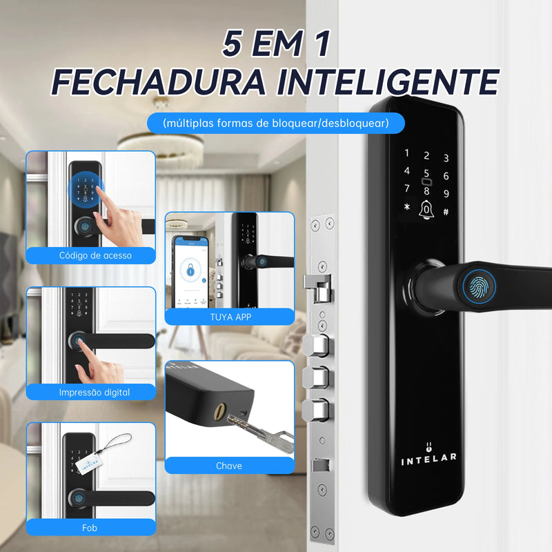 Intelar X5 Do Brasil Tuya Wifi Digital electronic lock smart Fingerprint Lock for Home house Lock with fingerprint Passcode