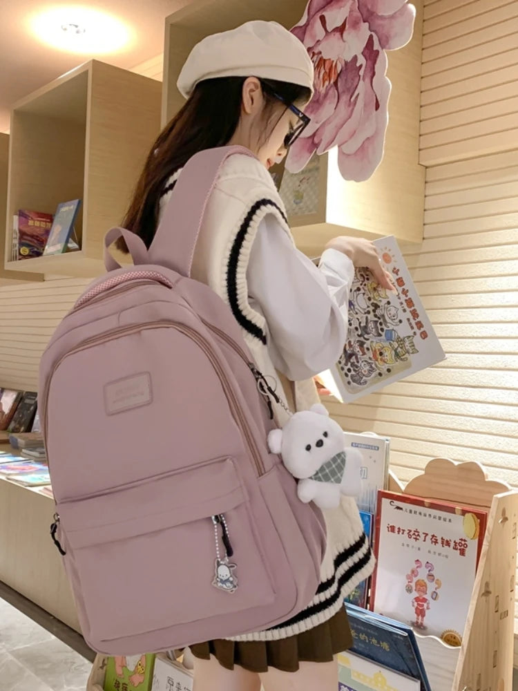 New Female Fashion Lady High Capacity Waterproof College Backpack Trendy Girls Laptop School Bags Cute Girl Travel Book Bag