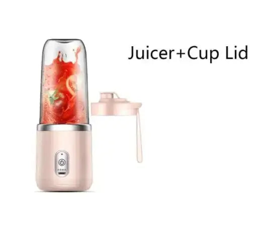 "Liquidificador portátil multifuncional com 6 lâminas, ideal para preparar sucos frescos, smoothies, triturar gelo e processar alimentos."